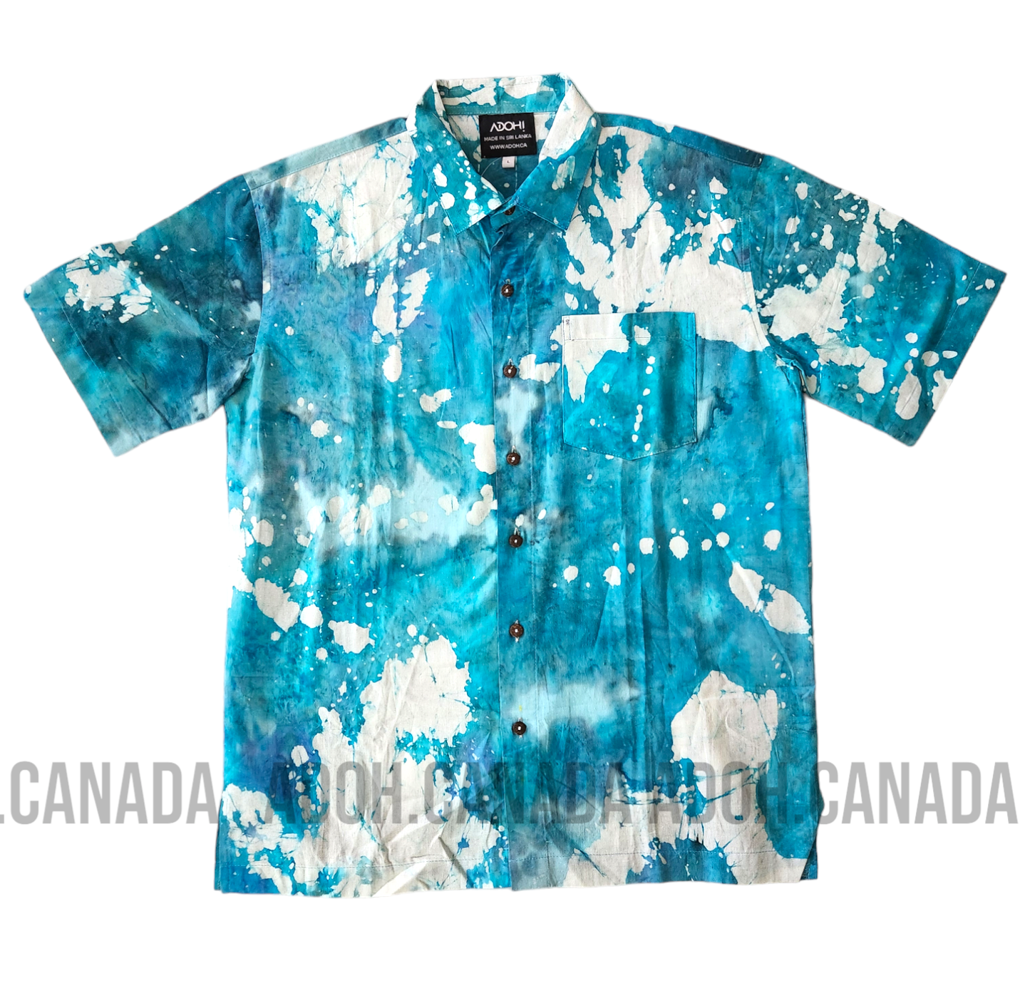 SH464 - Ocean Blue Design Batik Shirt | Ceylon Batik | Hand Made | Men's Collection | Cotton Shirt | Summer Wear