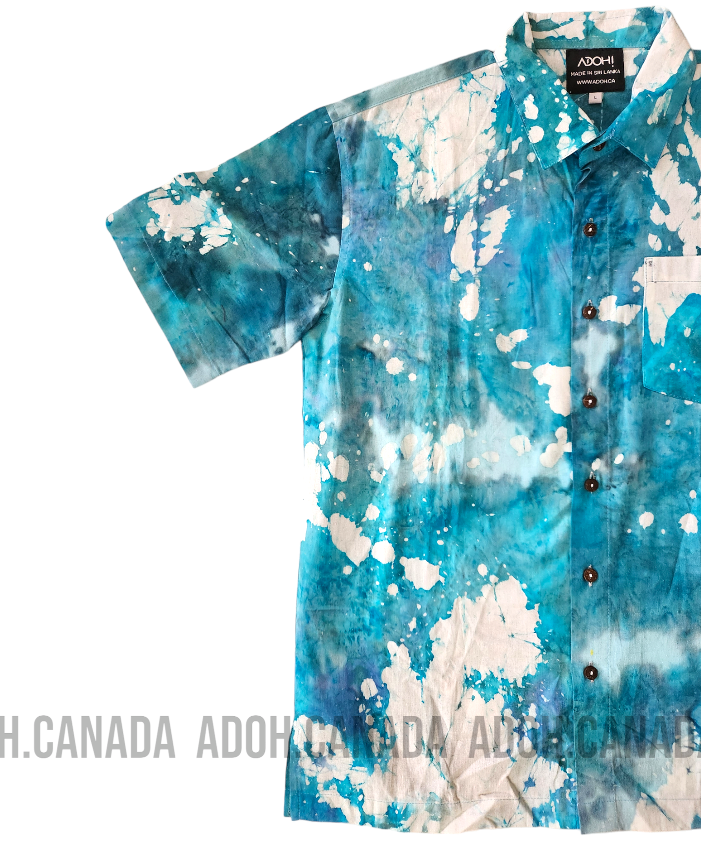 SH464 - Ocean Blue Design Batik Shirt | Ceylon Batik | Hand Made | Men's Collection | Cotton Shirt | Summer Wear