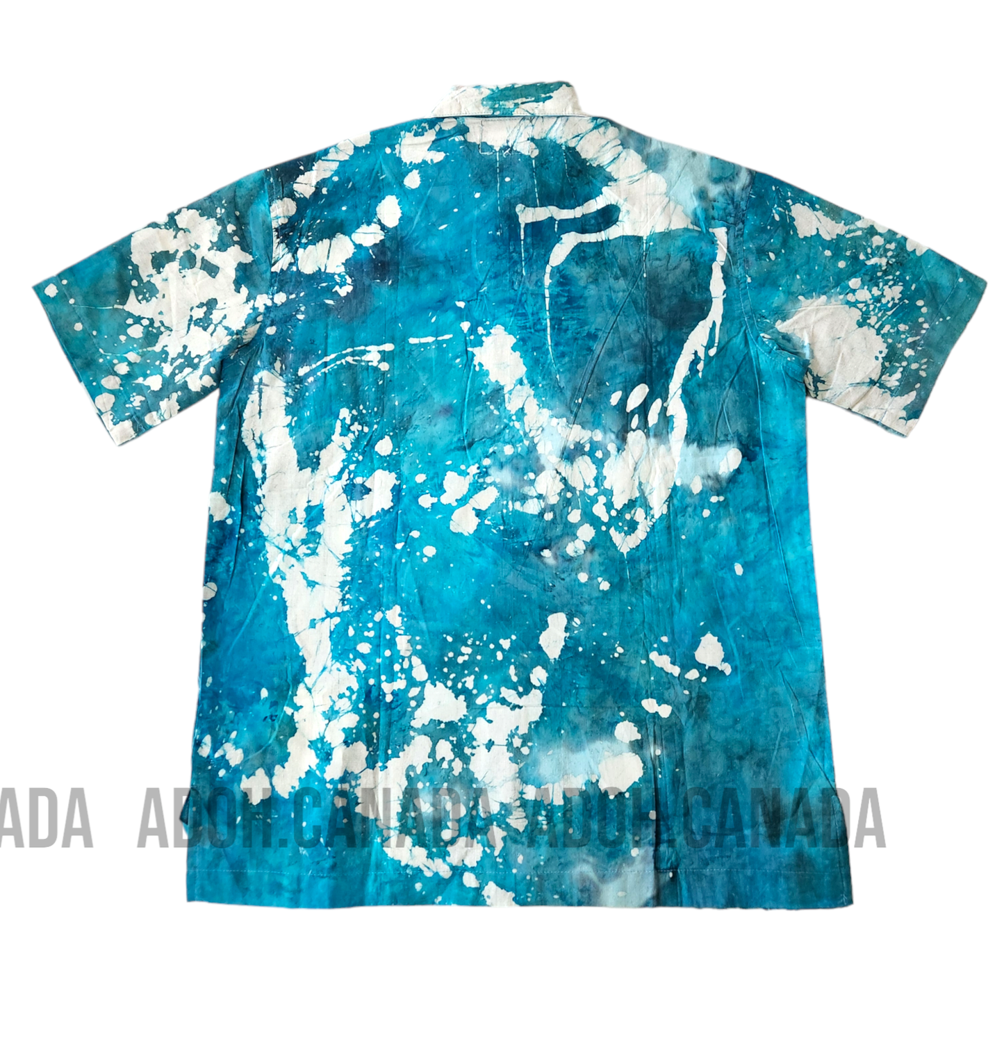 SH464 - Ocean Blue Design Batik Shirt | Ceylon Batik | Hand Made | Men's Collection | Cotton Shirt | Summer Wear