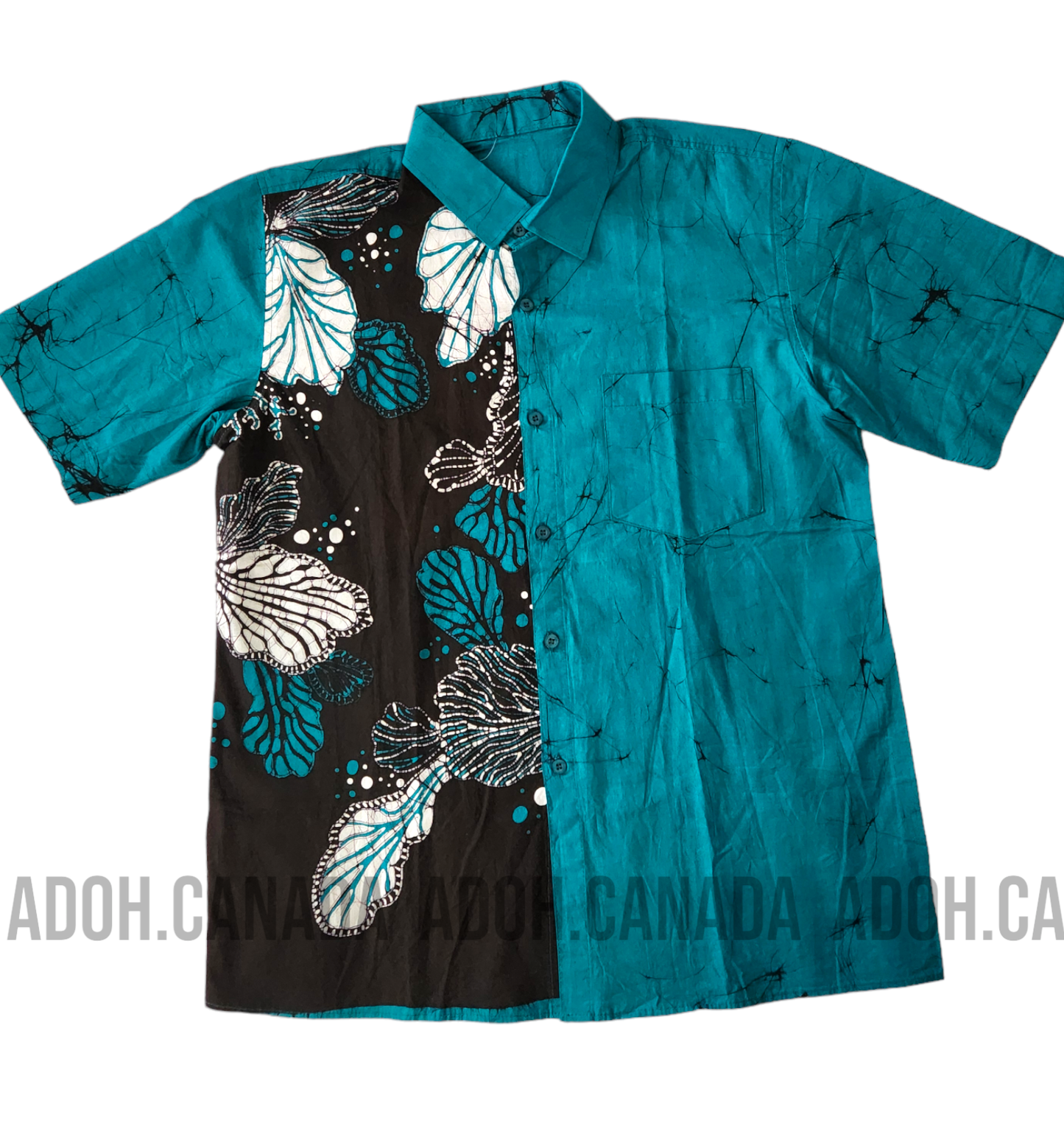 SH178 -Peacock Green Batik Shirt | Ceylon Batik | Hand Made | Men's Collection | Cotton Shirt | Summer Wear