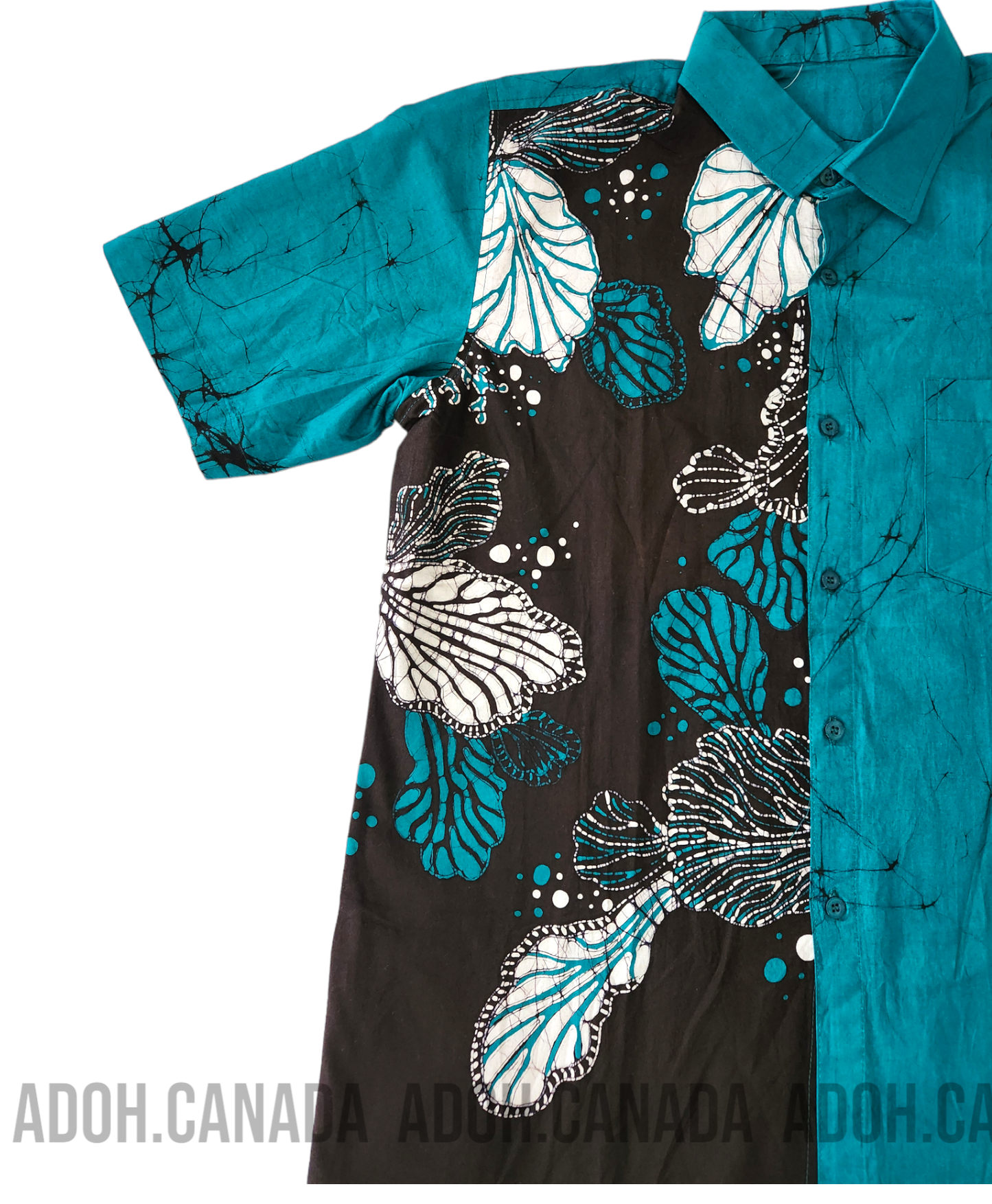 SH178 -Peacock Green Batik Shirt | Ceylon Batik | Hand Made | Men's Collection | Cotton Shirt | Summer Wear