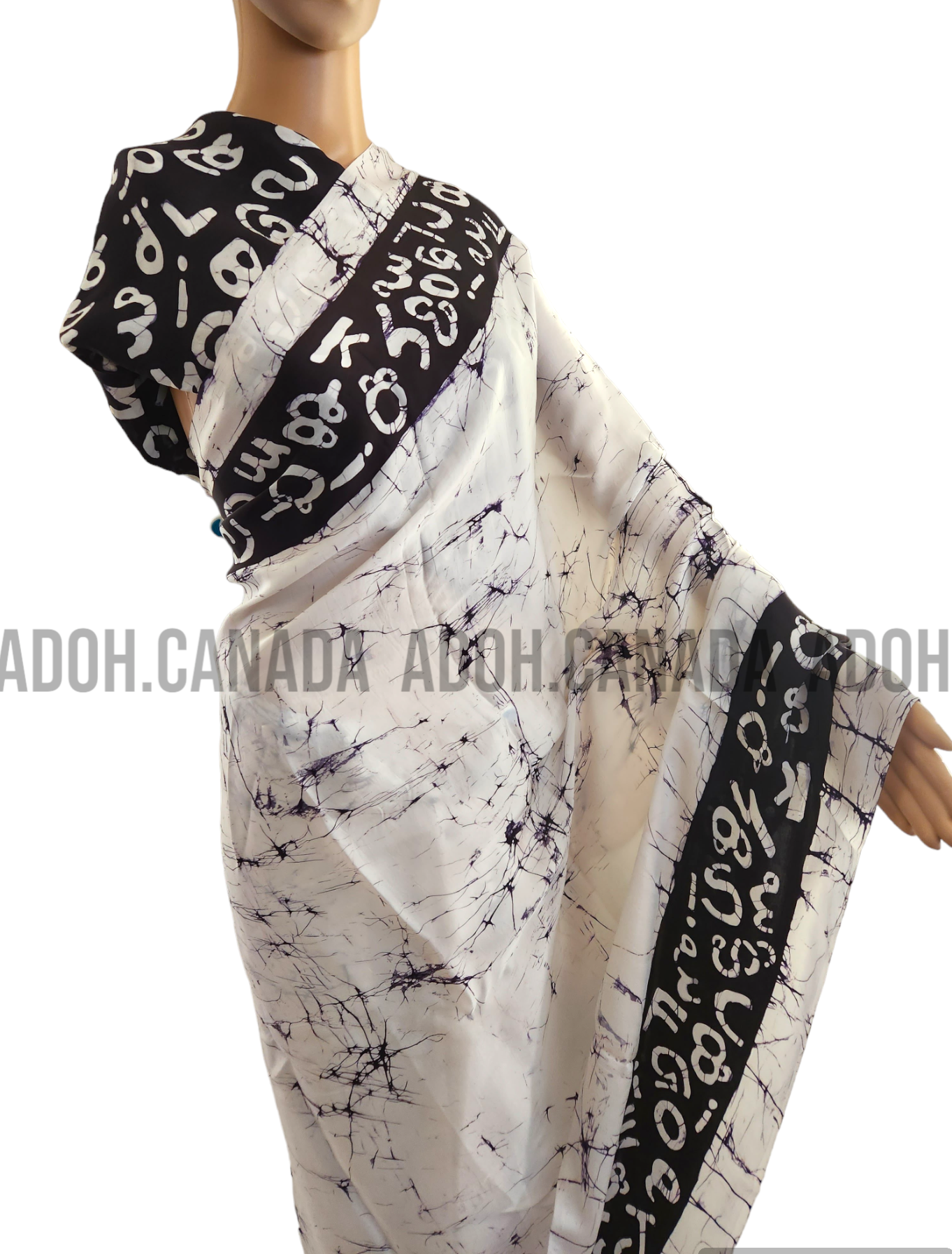 SC0038 Ceylon Batik|Black & White | Silk Saree | Exclusive Designer Wear