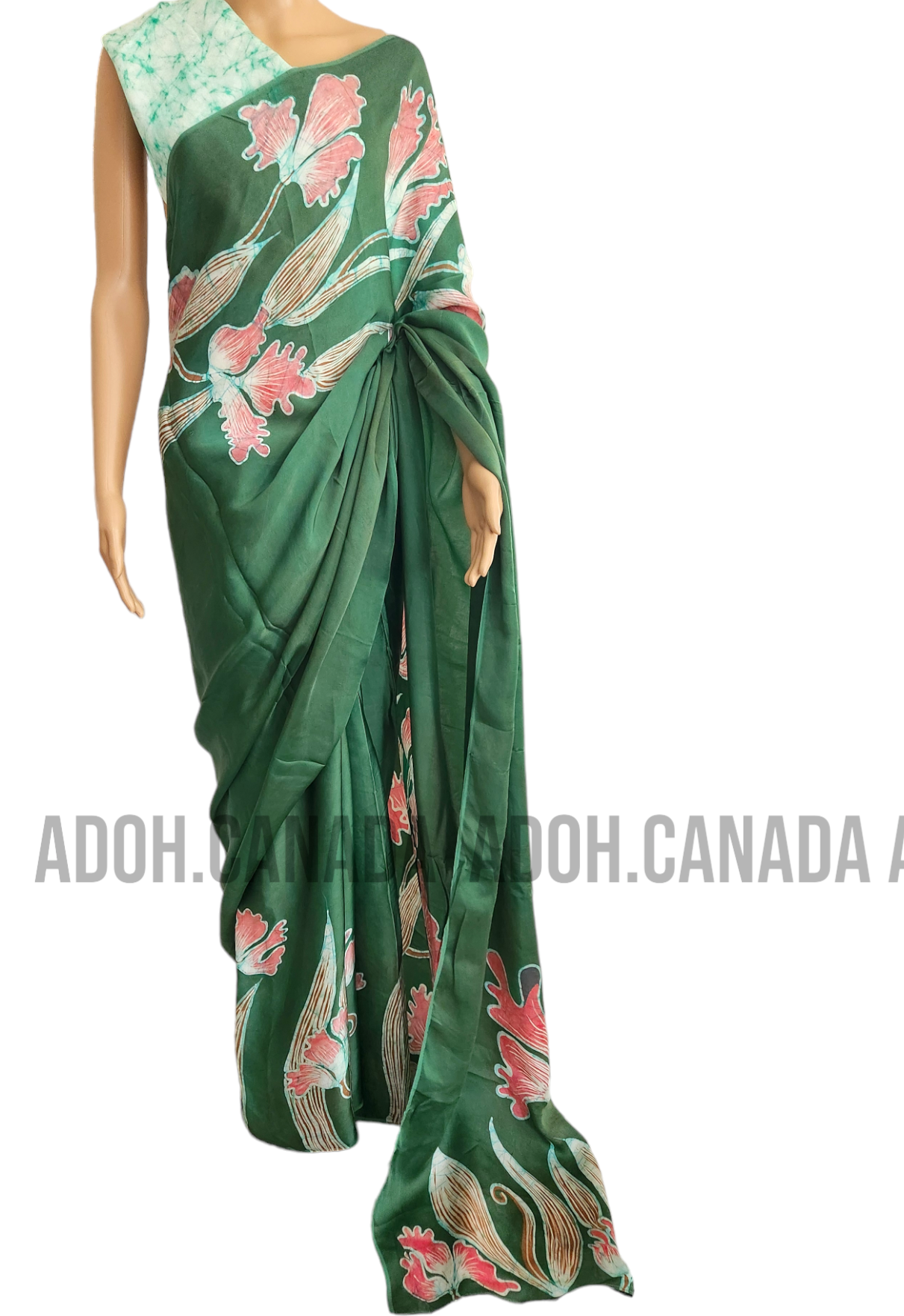 SC0040 Ceylon Batik|Green & Pink| Silk Saree | Exclusive Designer Wear