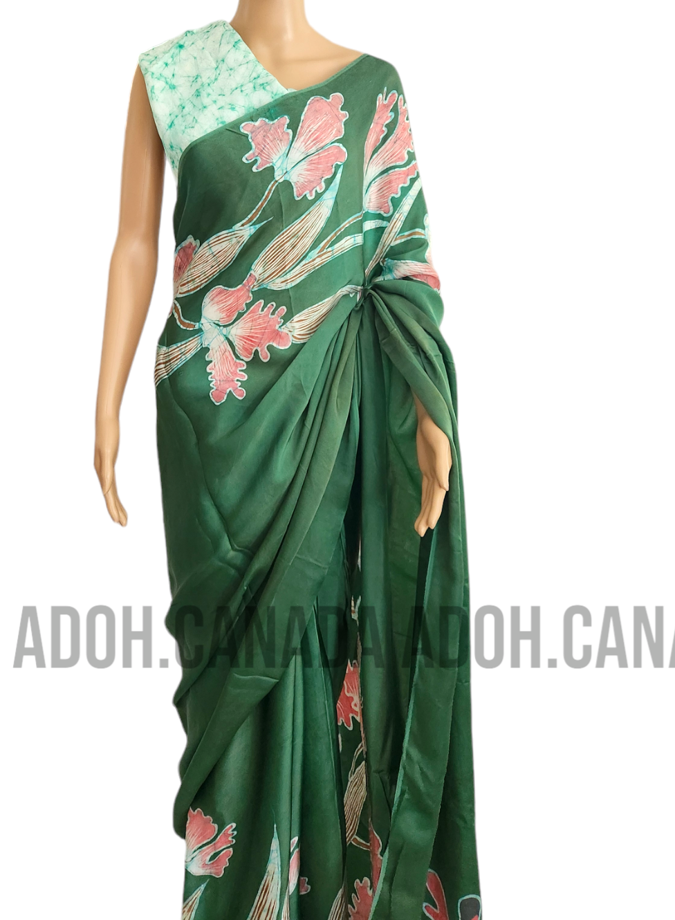 SC0040 Ceylon Batik|Green & Pink| Silk Saree | Exclusive Designer Wear