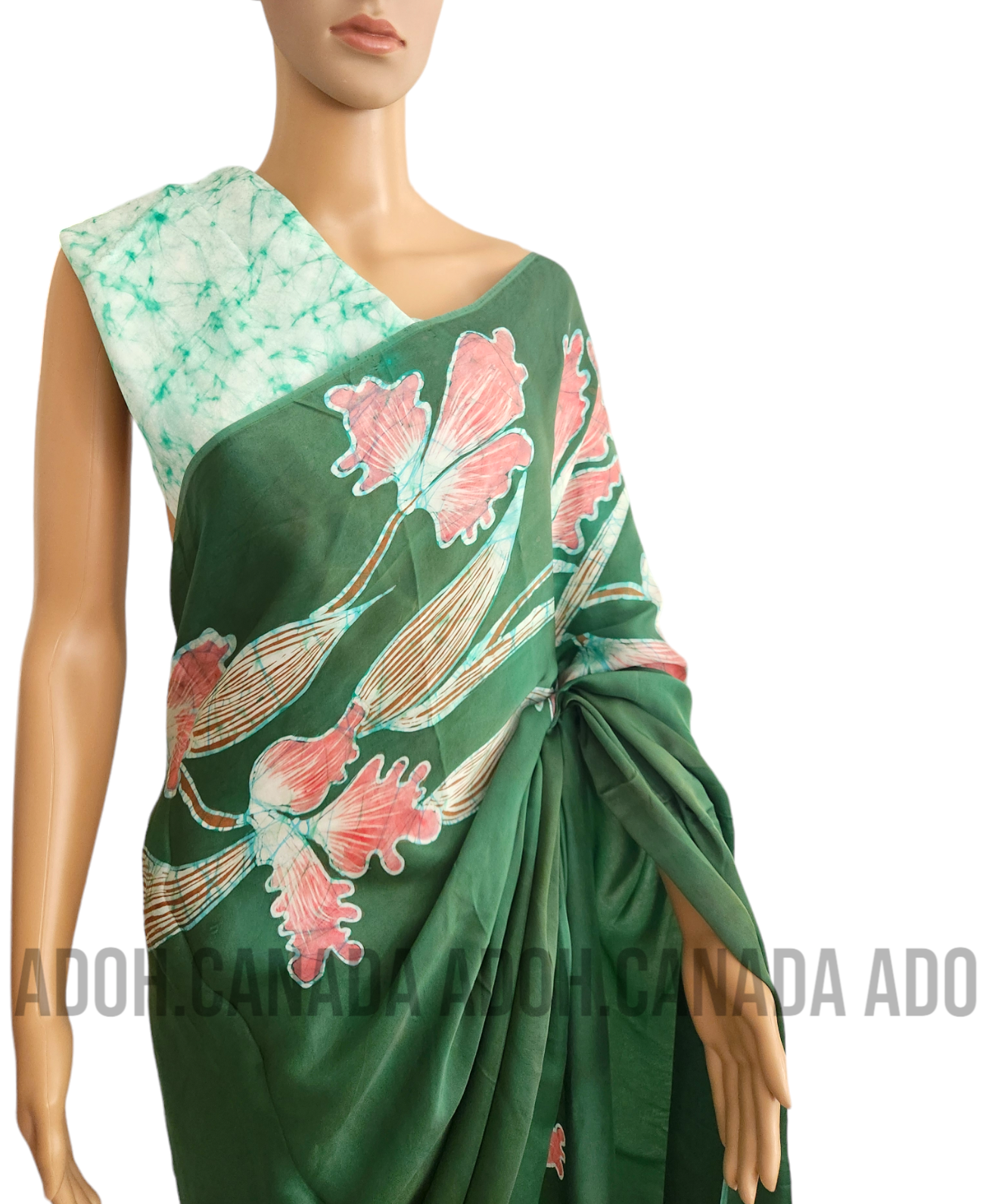 SC0040 Ceylon Batik|Green & Pink| Silk Saree | Exclusive Designer Wear