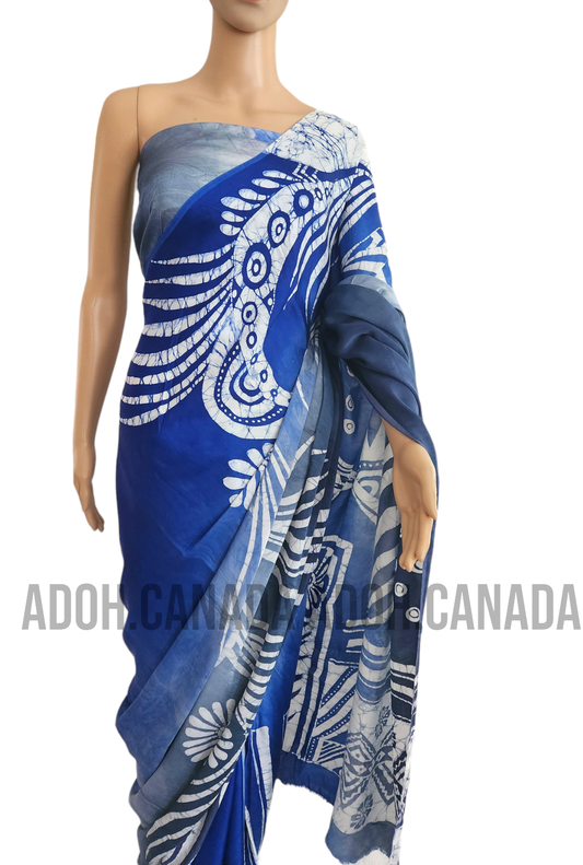 SC0041 Ceylon Batik|Blue & Gray| Silk Saree | Exclusive Designer Wear