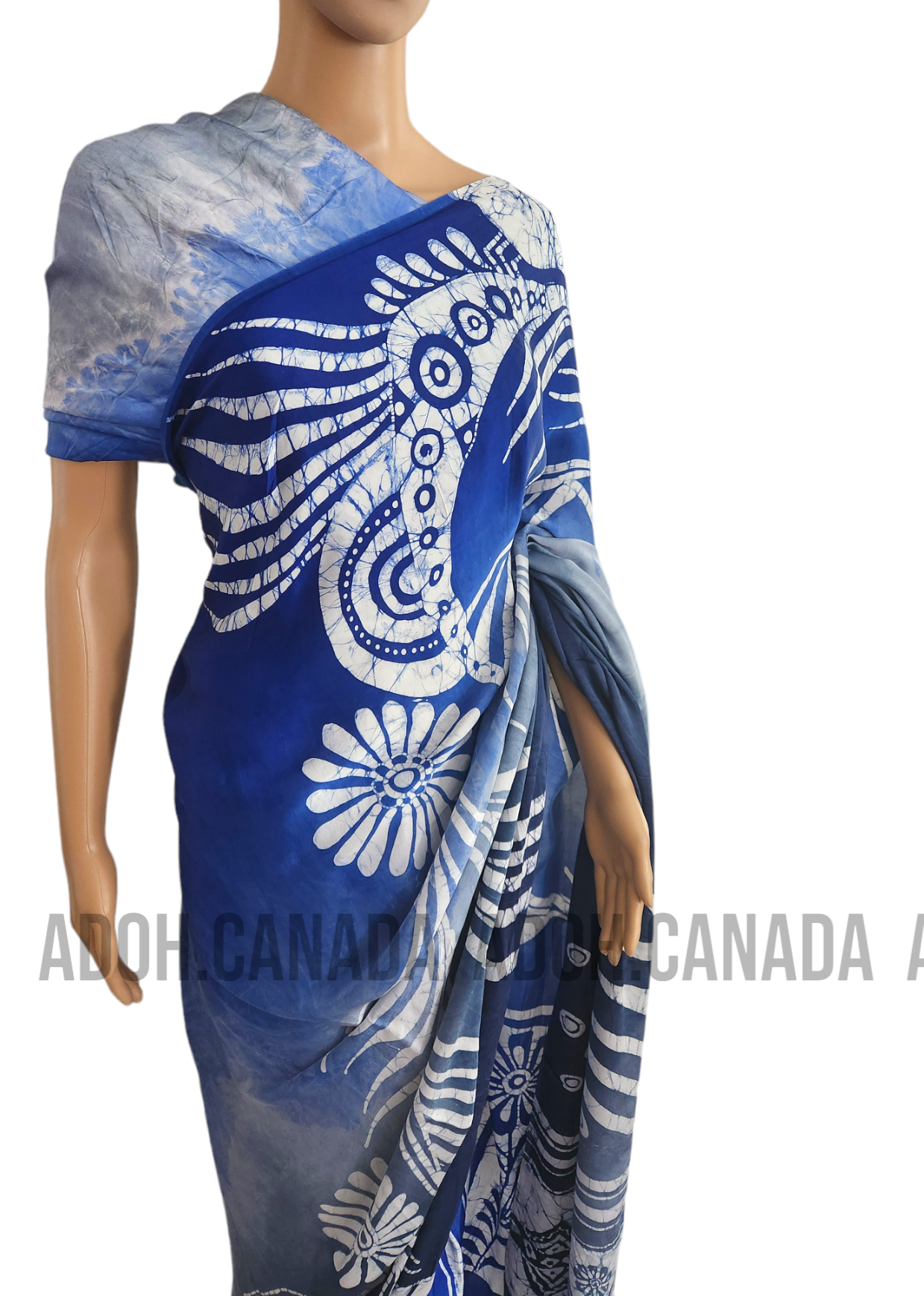 SC0041 Ceylon Batik|Blue & Gray| Silk Saree | Exclusive Designer Wear