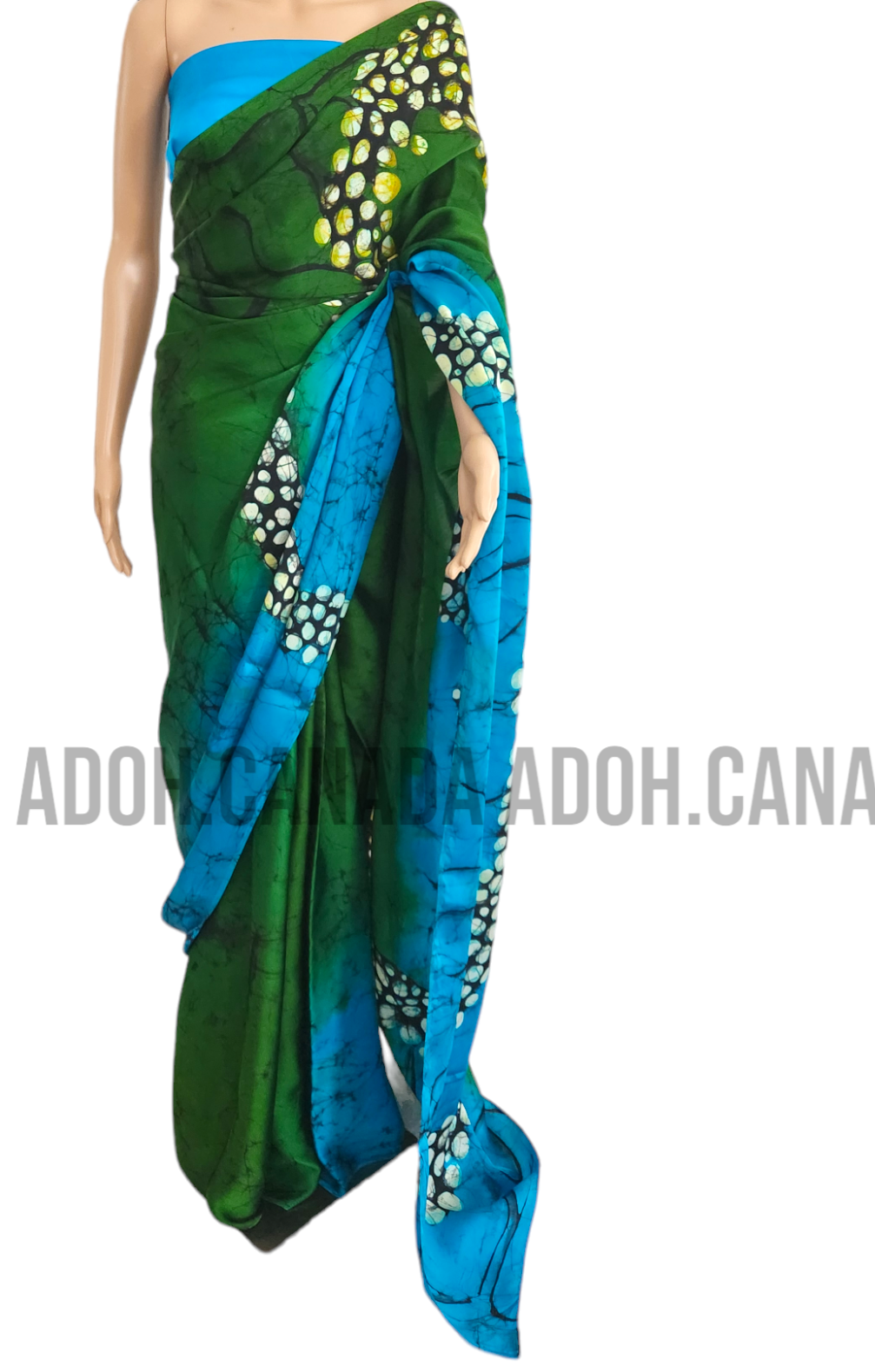 SC0042 Ceylon Batik|Blue & Green| Silk Saree | Exclusive Designer Wear