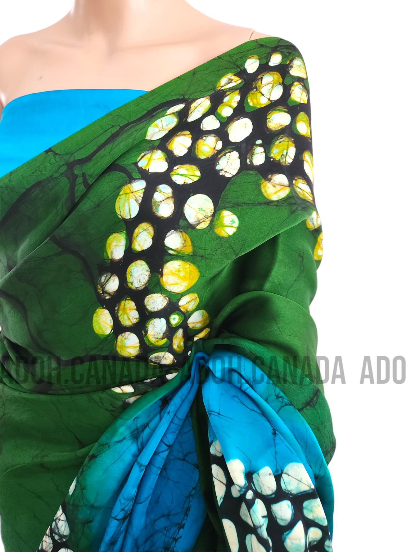 SC0042 Ceylon Batik|Blue & Green| Silk Saree | Exclusive Designer Wear