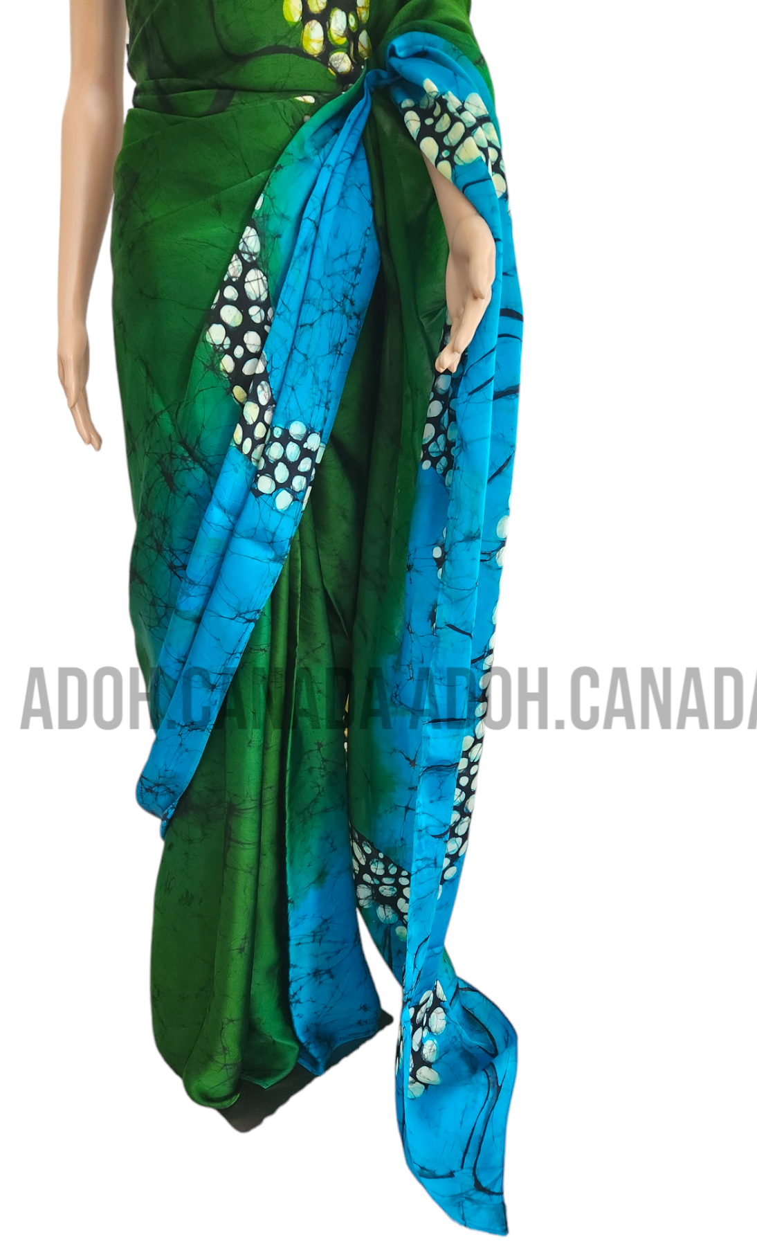 SC0042 Ceylon Batik|Blue & Green| Silk Saree | Exclusive Designer Wear