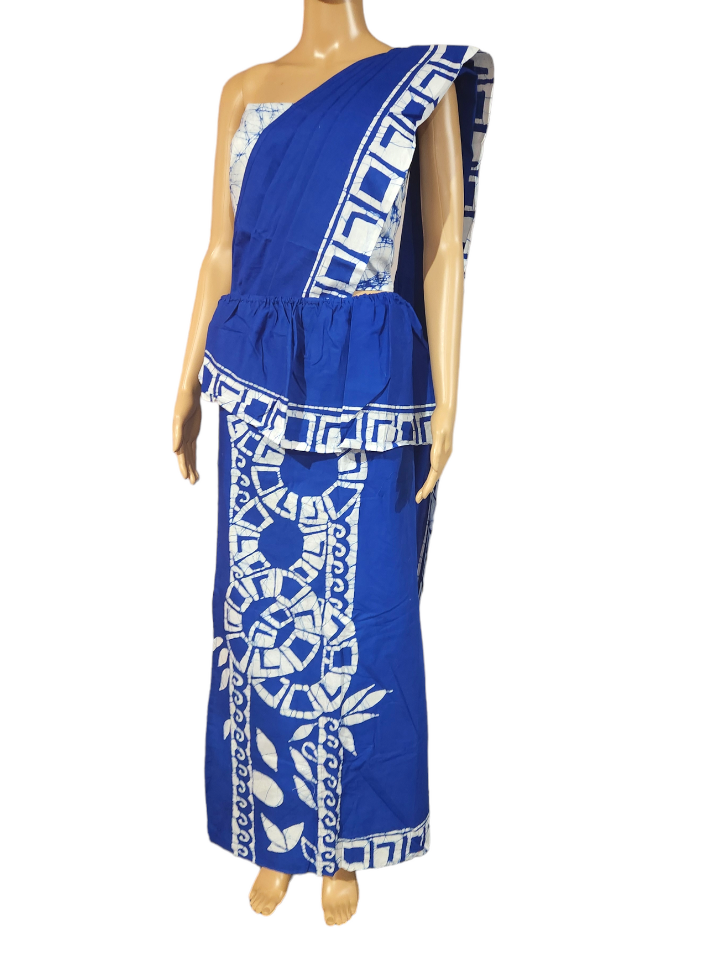 MU0003 Ceylon Batik|Blue and white designed Kandyan Made-up| Cotton Kandyan Made-up Saree| Exclusive Designer Wear | Kandyan Made-up