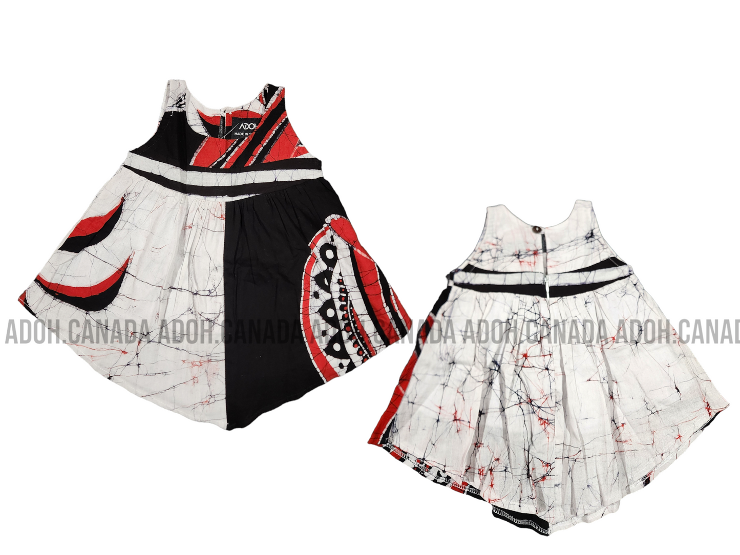 KG0010 - Black, Red and white dress for kid| Ceylon Batik | Hand Made | Kids Collection | Summer Collection | Cotton Dress | Casual wear