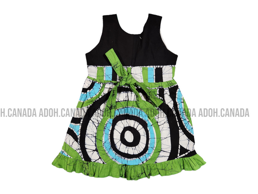 KG0006 - Green, blue, and white designed dress for kid| Ceylon Batik | Hand Made | Kids Collection | Summer Collection | Cotton Dress | Casual wear