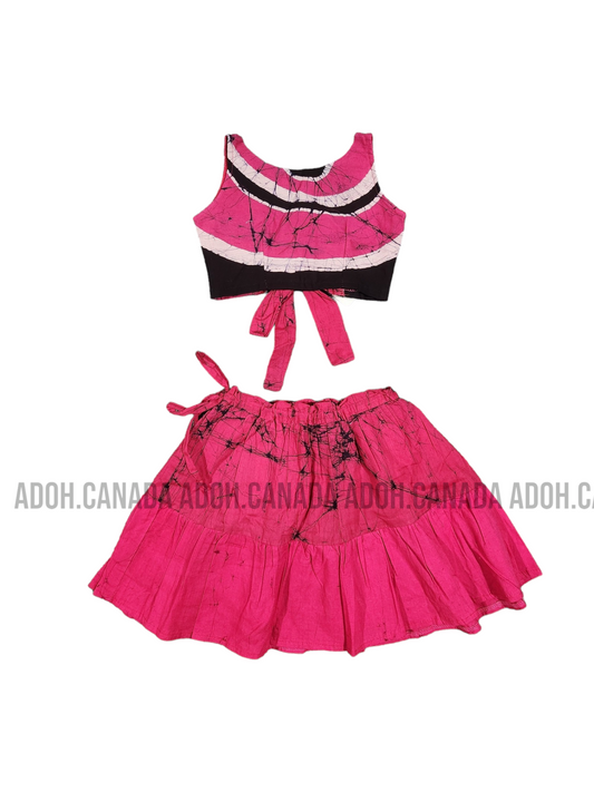 KG0013 - Hot pink top and skirt for kid| Ceylon Batik | Hand Made | Kids Collection | Summer Collection | Cotton Dress | Casual wear