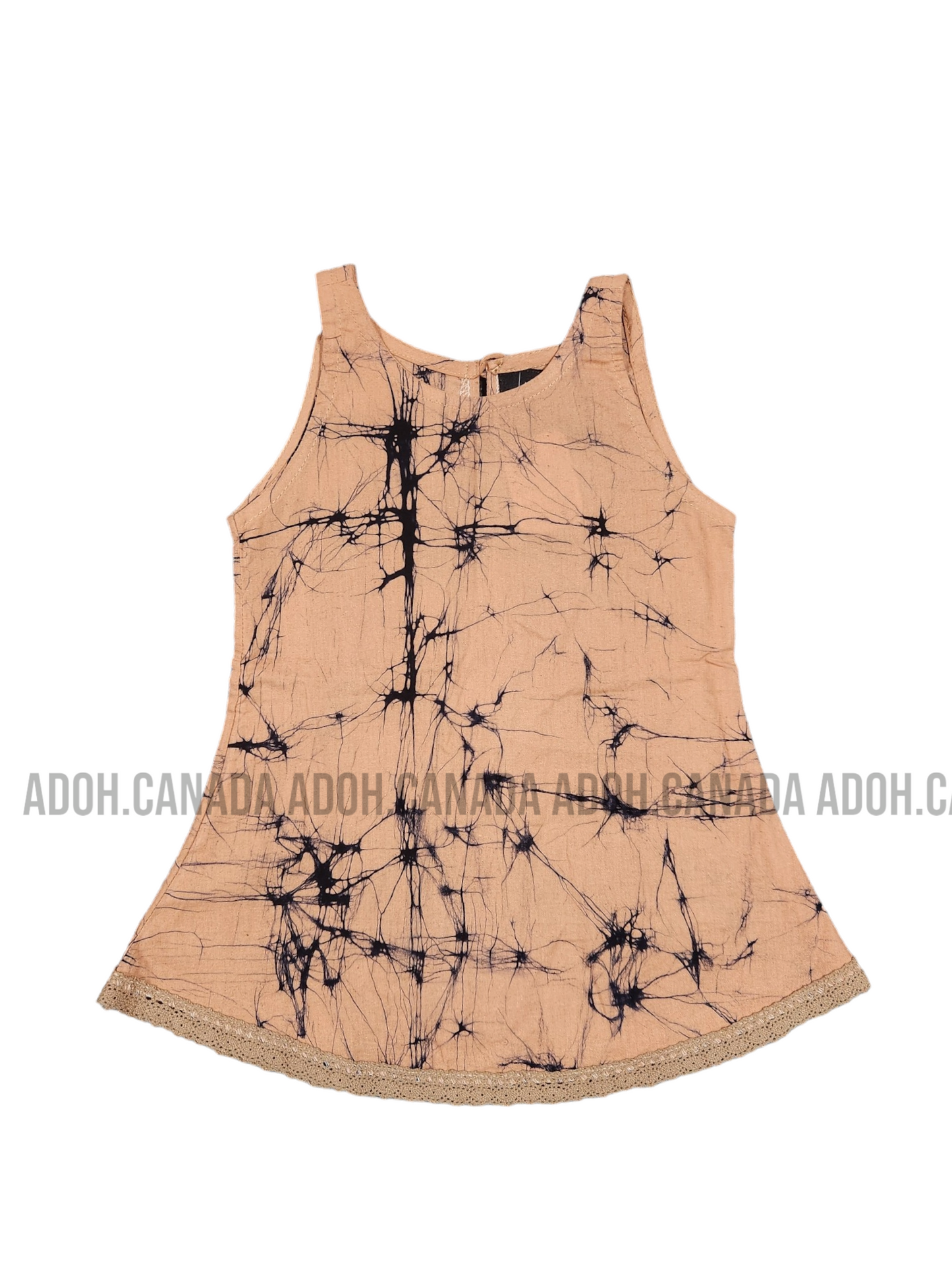 KG0001 - Cream color dress with black cracks | Ceylon Batik | Hand Made | Kids Collection | Summer Collection | Cotton Dress | Casual wear