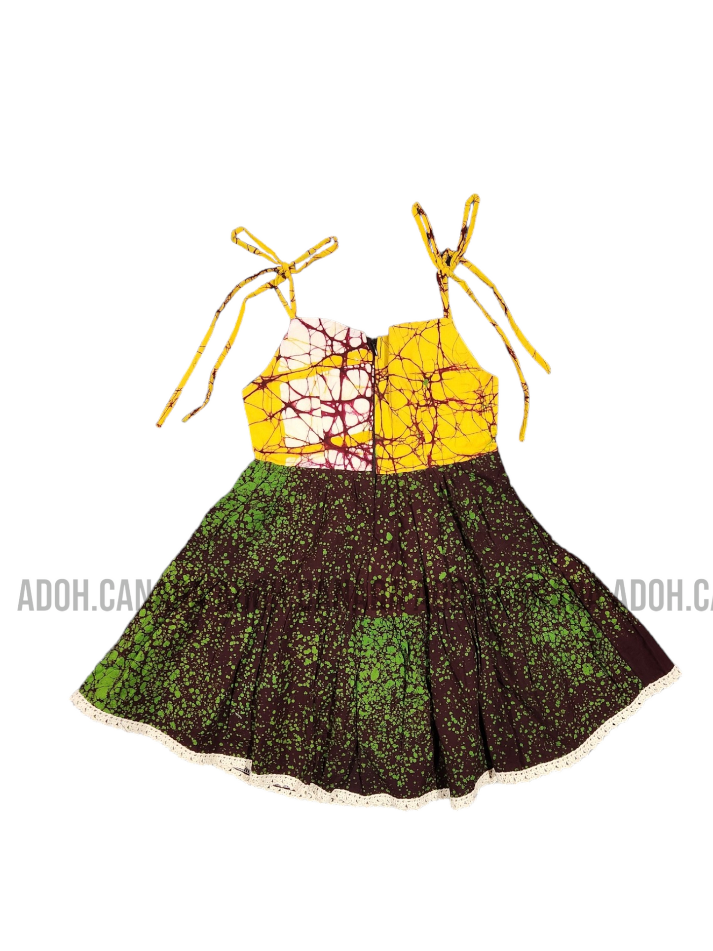 KG0004 - Dark maroon,yellow and green dress for kid| Ceylon Batik | Hand Made | Kids Collection | Summer Collection | Cotton Dress | Casual wear