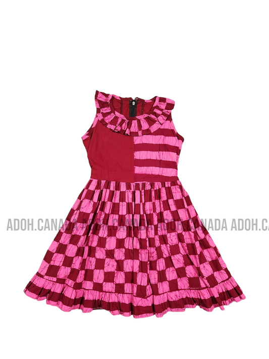 KG0011 - Pink and maroon dress for kid| Ceylon Batik | Hand Made | Kids Collection | Summer Collection | Cotton Dress | Casual wear