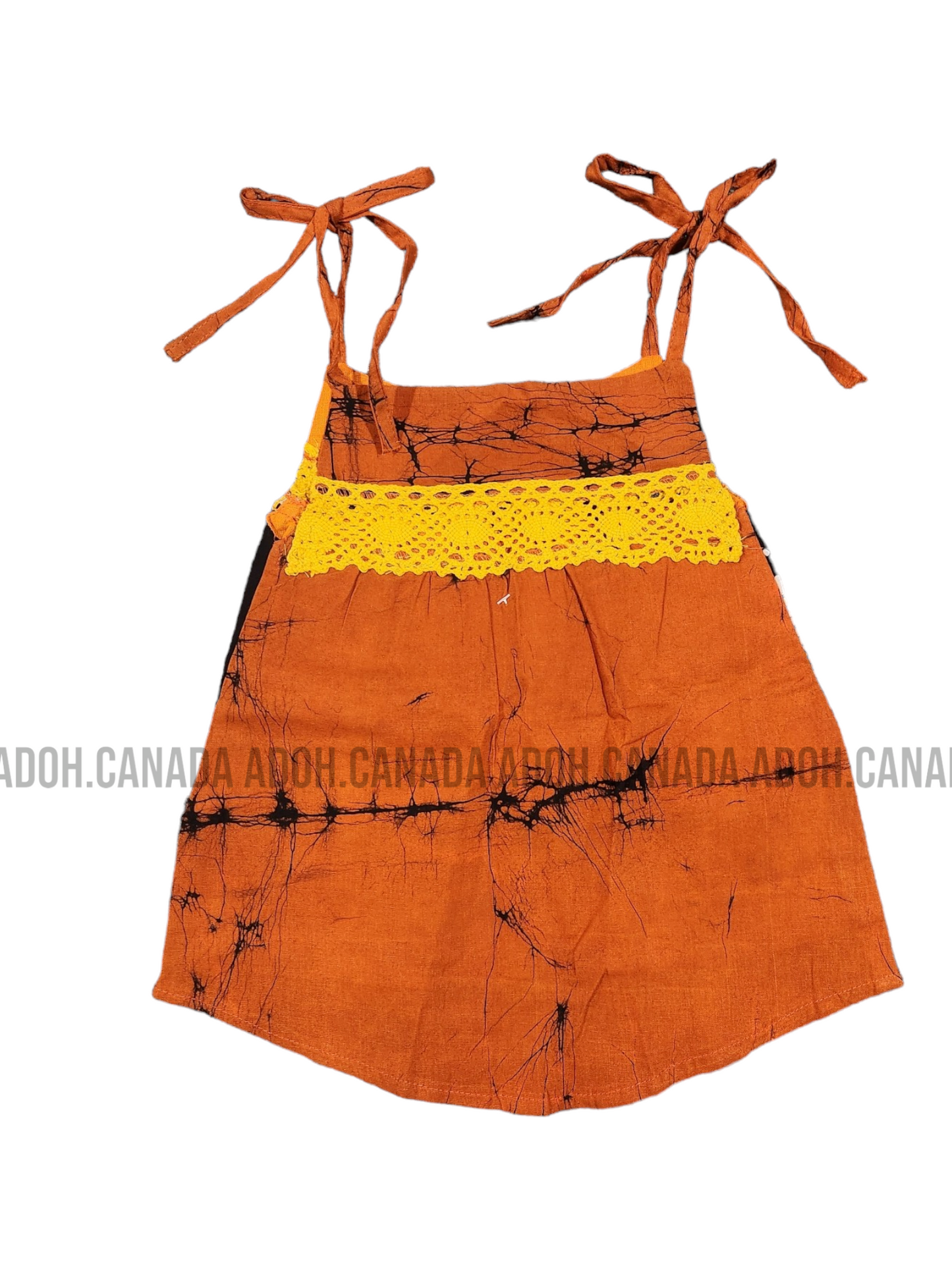 KG0003 - Orange and black dress for kid| Ceylon Batik | Hand Made | Kids Collection | Summer Collection | Cotton Dress | Casual wear