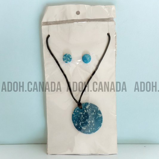 J0006 - Blue Batik Necklace with earrings