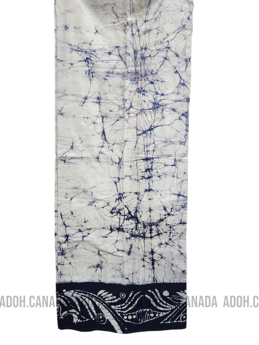 CSA0016 -White Sarong with dark blue cracks | Ceylon Batik | Hand Made | Men's Collection | Cotton Sarong| Summer Wear | Party Wear