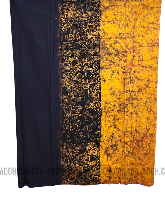 CSA0020 - Mustard yellow and black Sarong| Ceylon Batik | Hand Made | Men's Collection | Cotton Sarong| Summer Wear | Party Wear