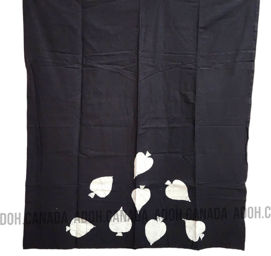 CSA0018 - Black Sarong with white spades| Ceylon Batik | Hand Made | Men's Collection | Cotton Sarong| Summer Wear | Party Wear