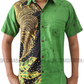 SH1151 - Black and yellow designed Green Batik Shirt | Ceylon Batik | Hand Made | Men's Collection | Cotton Shirt | Summer Wear