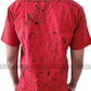 SH1143 - Black and yellow designed Red Batik Shirt | Ceylon Batik | Hand Made | Men's Collection | Cotton Shirt | Summer Wear