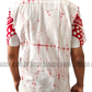 SH1152 - Red and white leafy designed Batik Shirt | Ceylon Batik | Hand Made | Men's Collection | Cotton Shirt | Summer Wear