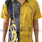 SH1146 - Yellow and Black designed Batik Shirt | Ceylon Batik | Hand Made | Men's Collection | Cotton Shirt | Summer Wear