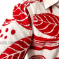 SH1152 - Red and white leafy designed Batik Shirt | Ceylon Batik | Hand Made | Men's Collection | Cotton Shirt | Summer Wear