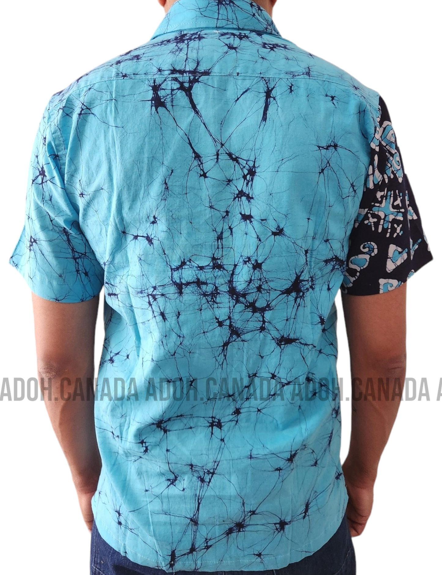 SH1150 - Light Blue and Dark Blue Batik Shirt | Ceylon Batik | Hand Made | Men's Collection | Cotton Shirt | Summer Wear