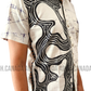 SH1145 - White with black designed Batik Shirt | Ceylon Batik | Hand Made | Men's Collection | Cotton Shirt | Summer Wear