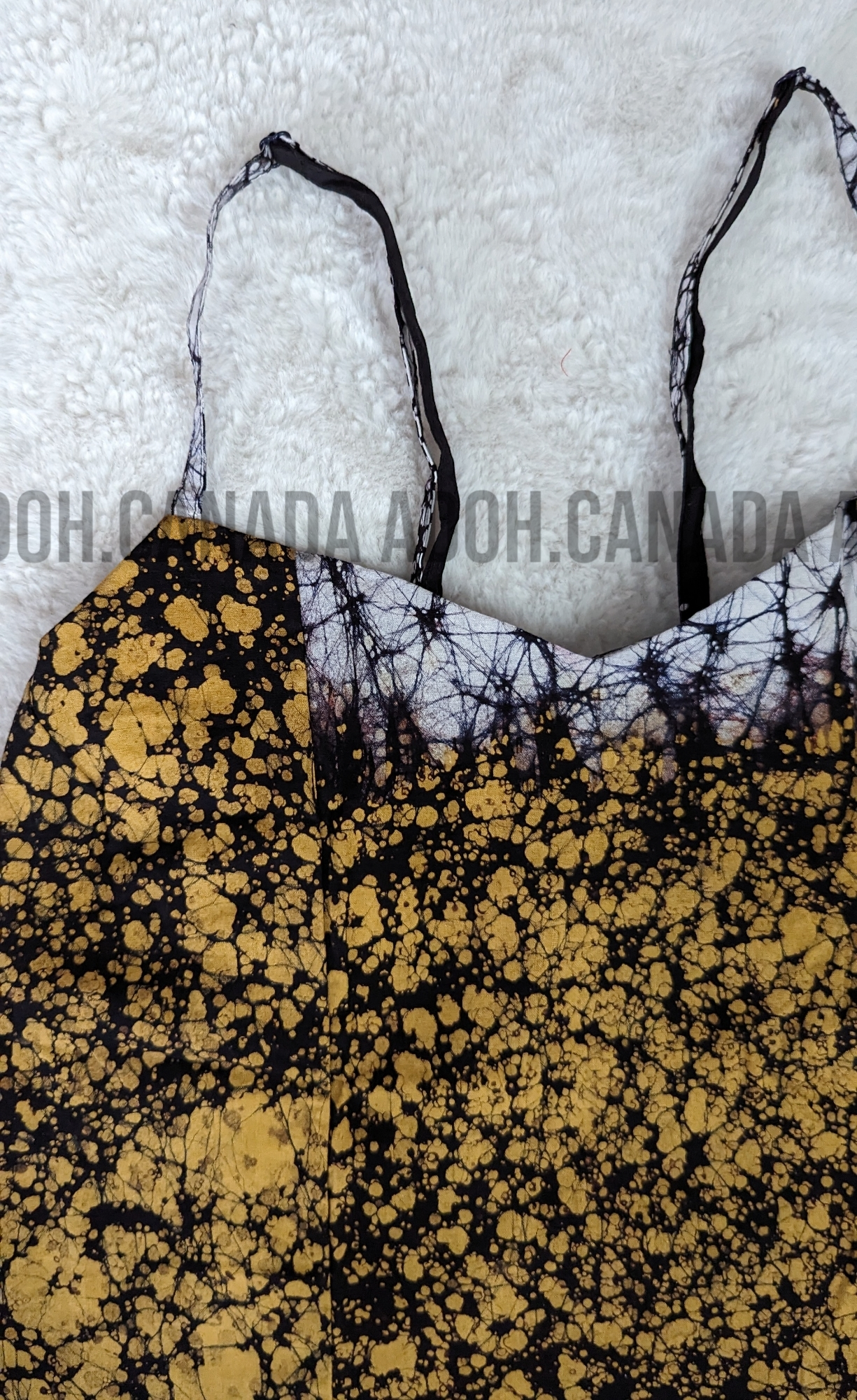 CC0490 - Black with yellow and white designed crop Top Batik | Ceylon Batik | Hand Made | Summer Collection | Cotton Dress | Summer Wear