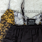 CC0490 - Black with yellow and white designed crop Top Batik | Ceylon Batik | Hand Made | Summer Collection | Cotton Dress | Summer Wear