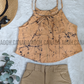 CC0506 - Creamish and Black cracks crop Top Batik | Ceylon Batik | Hand Made | Summer Collection | Cotton Dress | Summer Wear