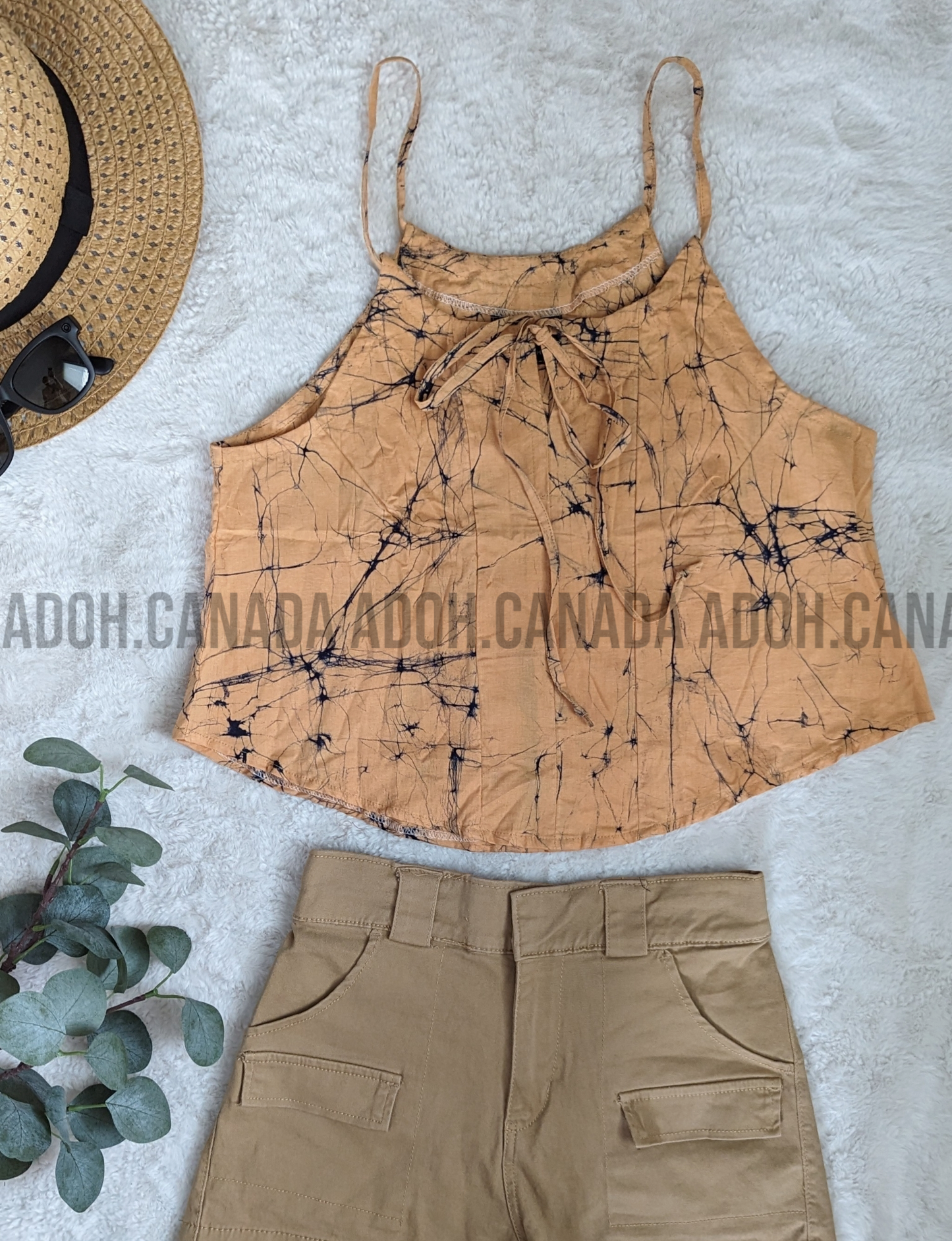 CC0506 - Creamish and Black cracks crop Top Batik | Ceylon Batik | Hand Made | Summer Collection | Cotton Dress | Summer Wear