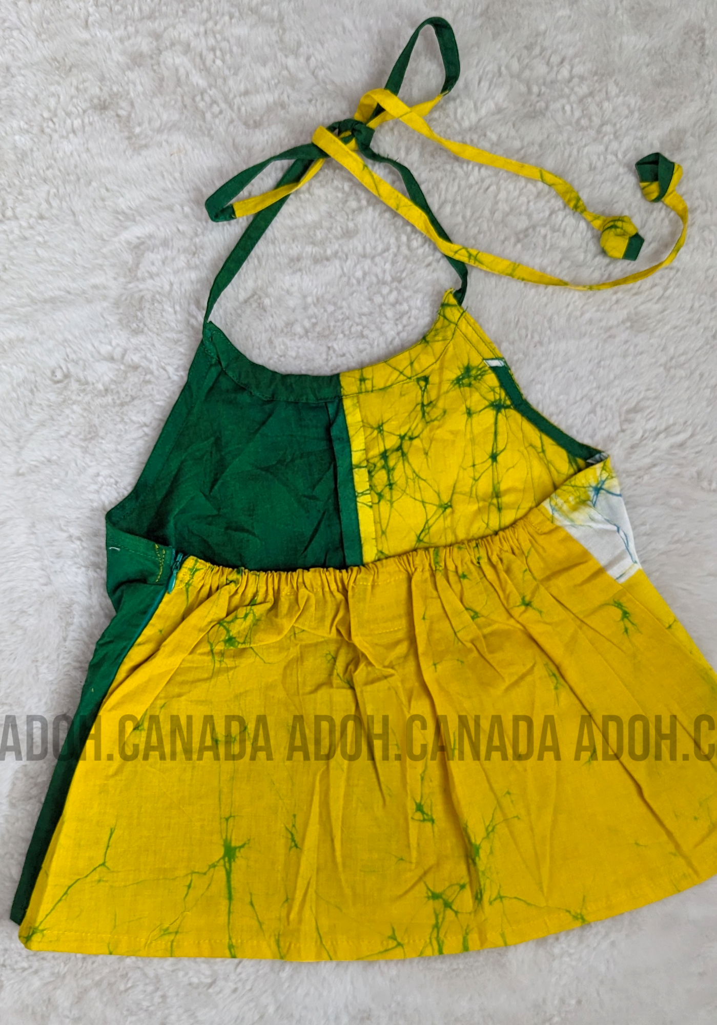 CC0488 - Green and Yellow crop Top Batik | Ceylon Batik | Hand Made | Summer Collection | Cotton Dress | Summer Wear