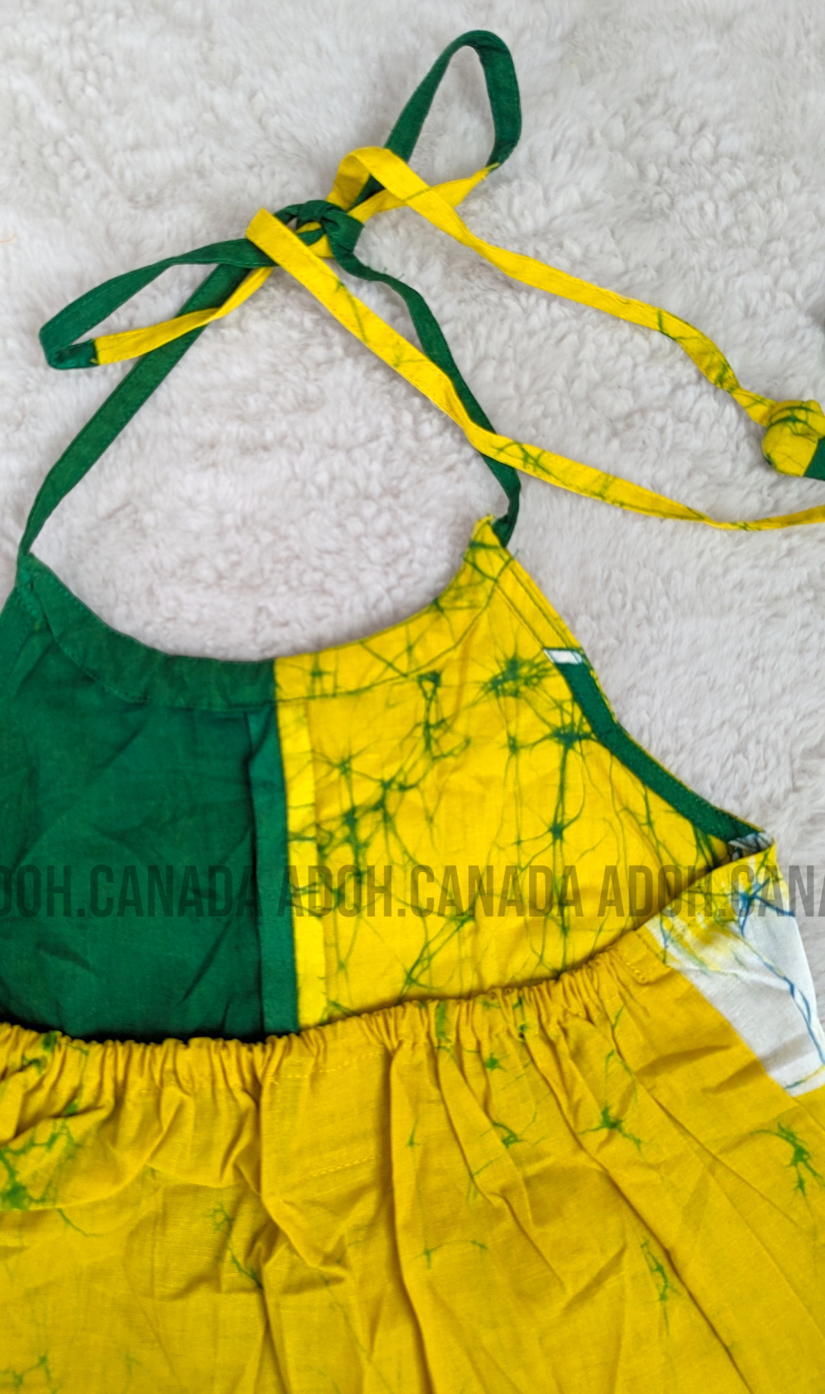 CC0488 - Green and Yellow crop Top Batik | Ceylon Batik | Hand Made | Summer Collection | Cotton Dress | Summer Wear