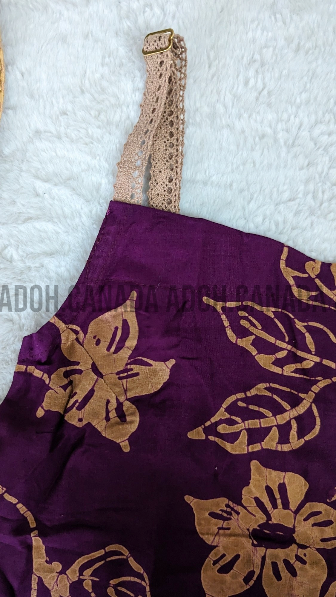 CC0502 - Dark purple and baige flower designed crop Top Batik | Ceylon Batik | Hand Made | Summer Collection | Cotton Dress | Summer Wear