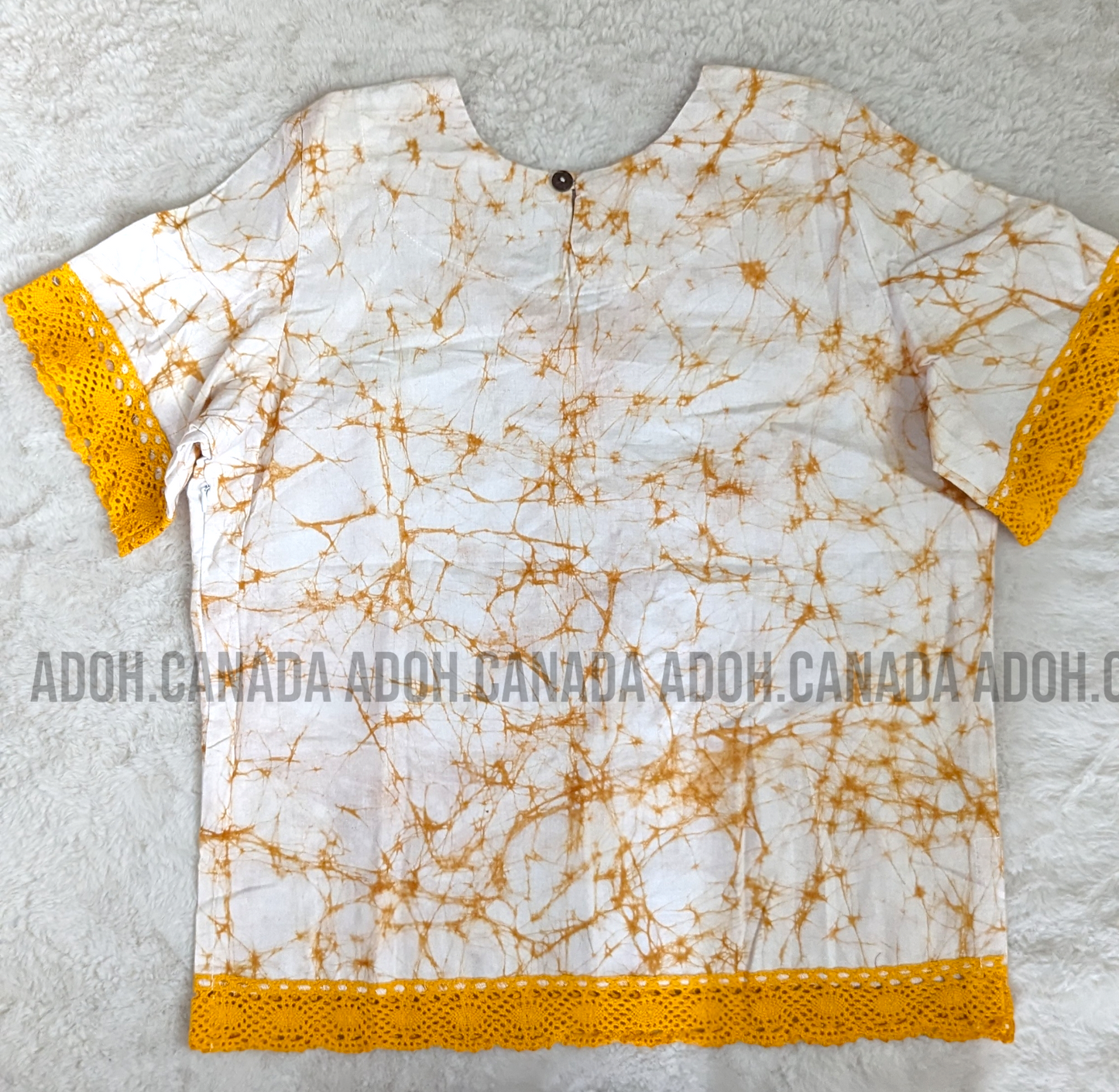 CC0511 - White Batik top with brown cracks | Ceylon Batik | Hand Made | Summer Collection | Cotton Dress | Summer wear