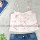 CC0509 - White top with red cracks crop Top Batik | Ceylon Batik | Hand Made | Summer Collection | Cotton Dress | Summer wear