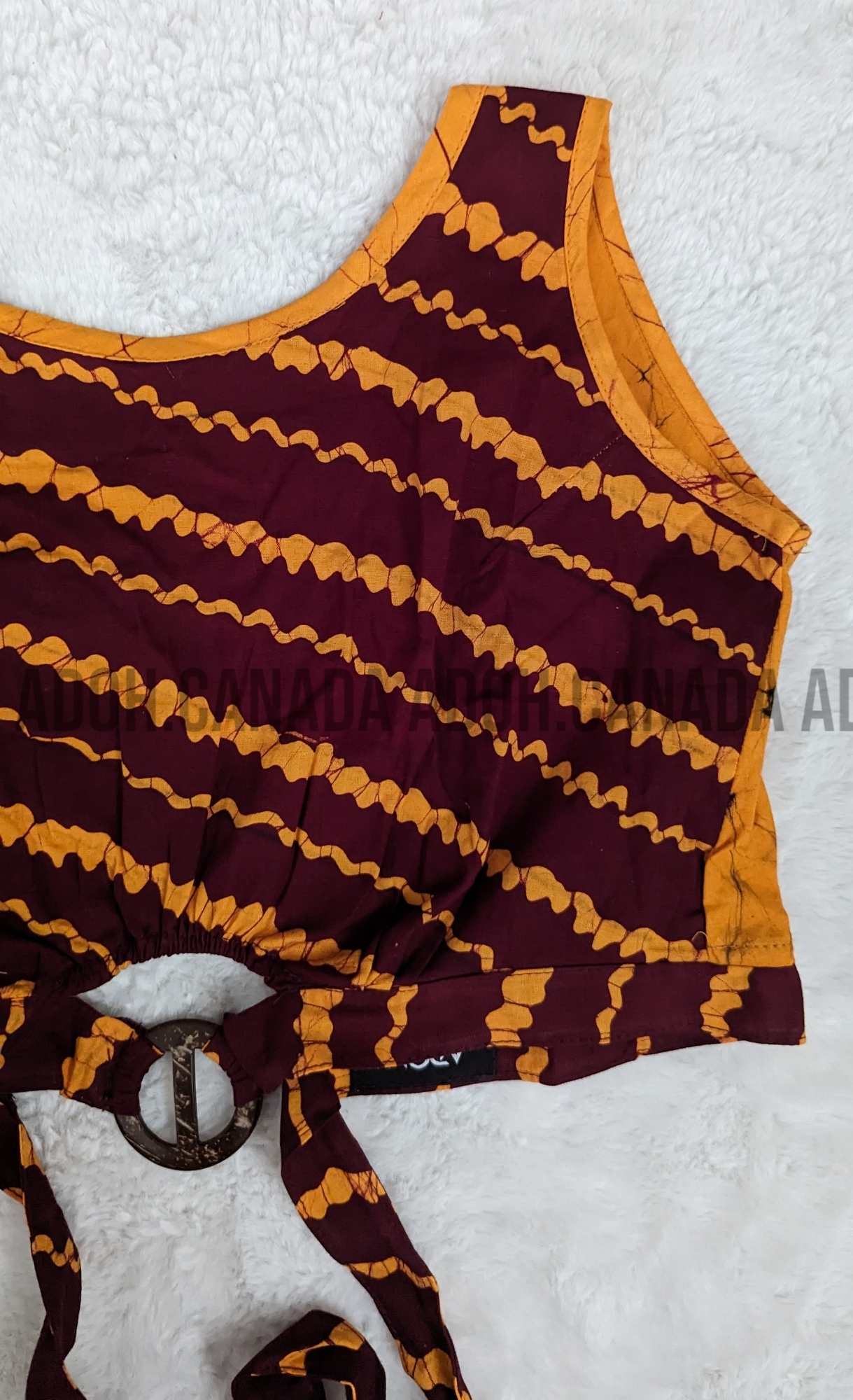 CC0514 -  Maroon and orange designed crop Top Batik | Ceylon Batik | Hand Made | Summer Collection | Cotton Dress | Summer wear