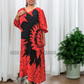 EC1215 - Red Long Batik Dress with Black design | Ceylon Batik | Hand Made | Exclusive Collection | Long Dress | Party Wear