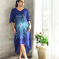 SC1200- Blue Silk Batik Dress with white design | Ceylon Batik | Hand Made |Exclusive Collection | Silk Dress | Party Wear