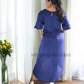 SC1200- Blue Silk Batik Dress with white design | Ceylon Batik | Hand Made |Exclusive Collection | Silk Dress | Party Wear