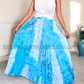 CC1196 - Sky Blue and white designed Long Batik Skirt | Ceylon Batik | Hand Made | Summer Collection | Cotton Skirts | Summer Wear