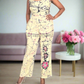 CC1181- Light yellow Batik Jumpsuit with pink floral design | Ceylon Batik | Hand Made |Summer Collection | Cotton Jump Suit | Summer Wear