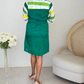 CC1171- Green Batik Shirt Dress with white & yellow striped design | Ceylon Batik | Hand Made |Summer Collection | Cotton Dress | Summer Wear