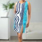CC1131- Sea blue Batik Dress with dark blue and white design | Ceylon Batik | Hand Made | Summer Collection | Cotton Dress | Summer Wear
